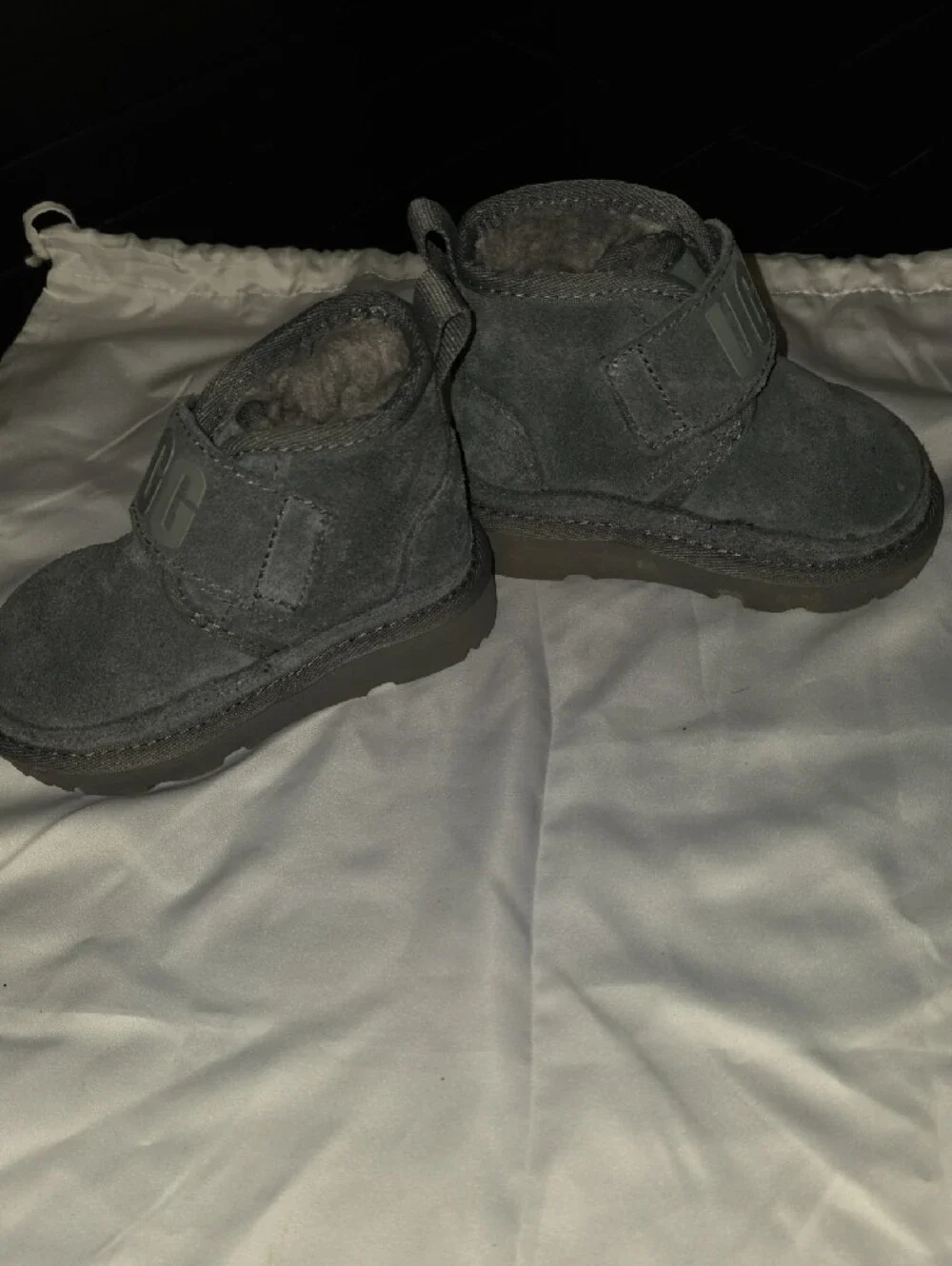 UGG Kids' Charcoal Suede Strap Boots